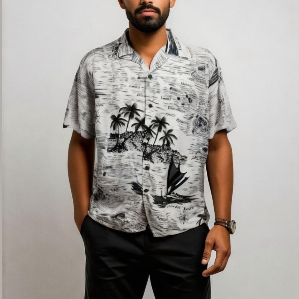 Makani Menswear Designed in Hawaii Hawaiian Islands Monochromatic Shirt Top